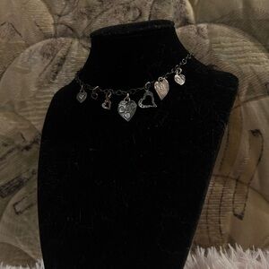 Vintage Silpada 925 Sterling Silver Heart Charms Necklace/Choker
